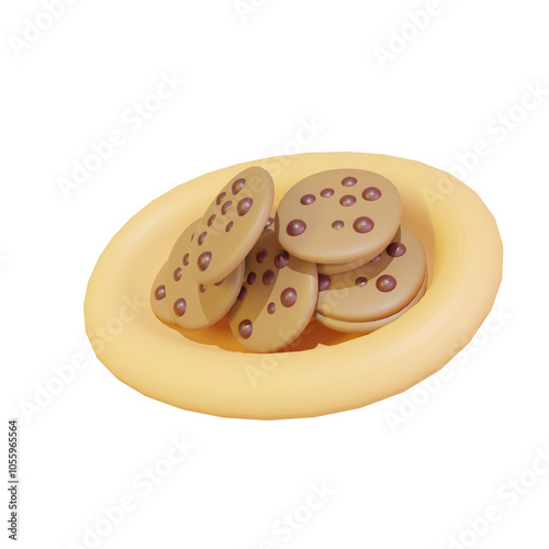 3D Illustration of a plate of cookies