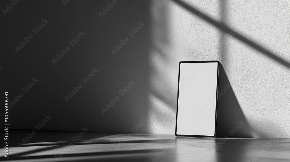 A white frame is sitting on a floor in a room A white frame is sitting on a floor in a room