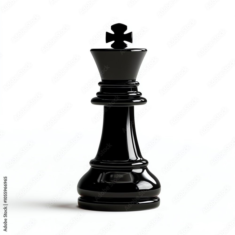 Black chess king piece on a white isolated background, symbolizing strategy and leadership. Black chess king piece on a white isolated background, symbolizing strategy and leadership.