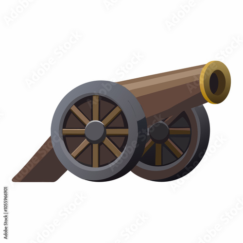 Cannon antique weapon isolated icon vector Illustration (20)