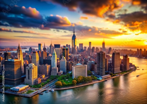 Tilt-Shift Dreamscape of New York Skyline at Sunset for Urban Photography Enthusiasts