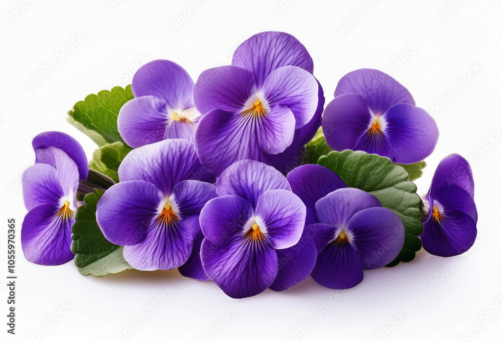 Obraz premium Violet flower isolated on white background. Violet isolated. Violet perfume flower, perfume flower oils, perfume essential flowers, violet perfume essential oils.