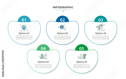 Timeline Creator infographic template. 5 Step timeline journey, calendar Flat simple infographics design template. presentation graph. Business concept with 5 options, gantt vector illustration. photo