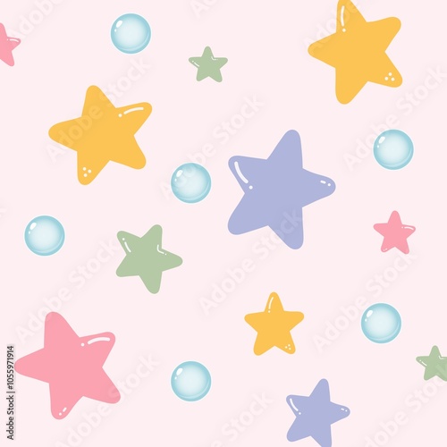 Cute background with stars and balls.