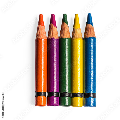 Colorful Crayon-Shaped Pencils on a Transparent Background