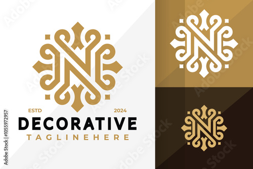 Letter N Decorative Logo Icon Vector Design. Creative simple logos designs illustration