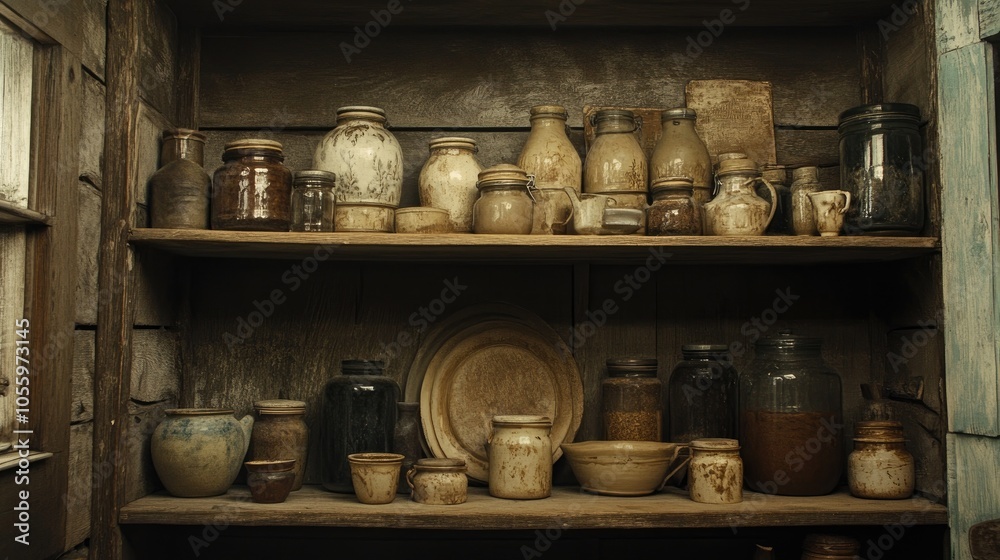 Country kitchen details with open shelving, rustic jars, and wooden accents, highlighting farmhouse charm. Country kitchen details with open shelving, rustic jars, and wooden accents, highlighting farmhouse charm.