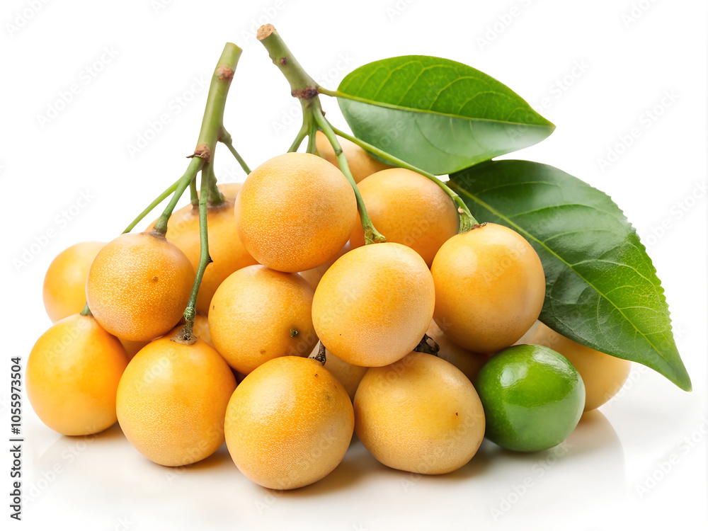 Burmese grape or Baccaurea ramiflora isolated on a white background
