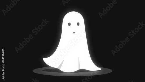 white ghost isolated on black background.