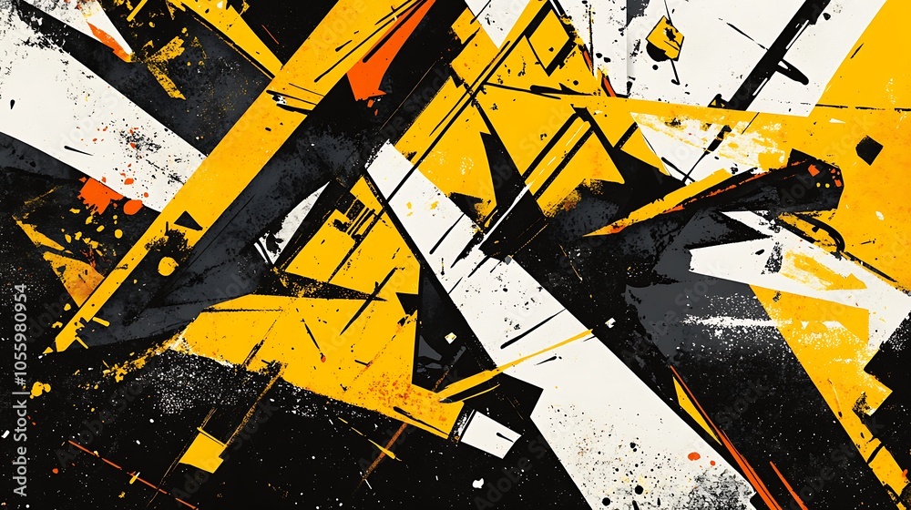 Fototapeta premium Dynamic Bold Angular Lines and Shapes Abstract Art