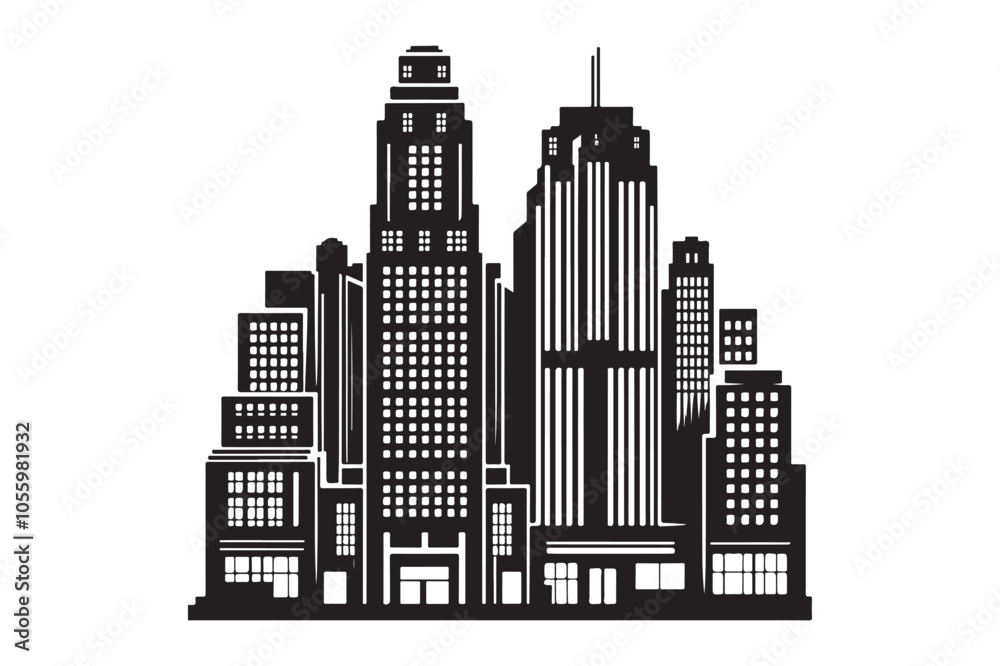 Naklejka premium Building Vector silhouette 