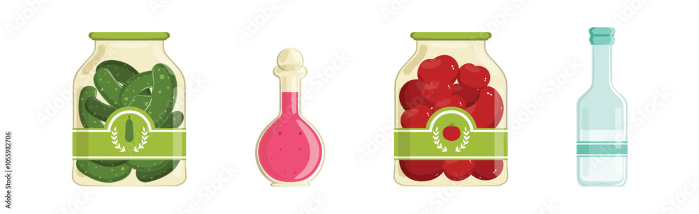 Different Market Product Object in Closed Container Vector Set Different Market Product Object in Closed Container Vector Set