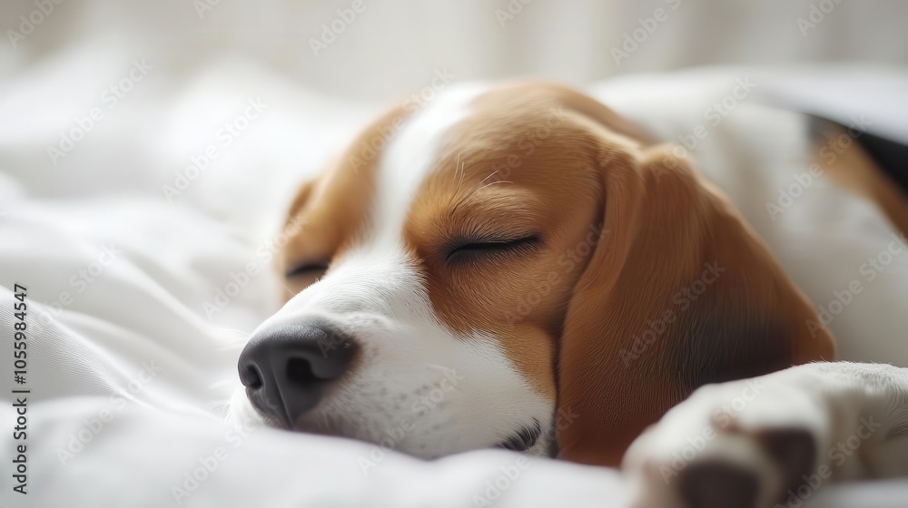 joyful beagle dog playing alone in a serene, distraction-free setting. the dog's expression radiates happiness and contentment, captured against a soft white background for focus joyful beagle dog playing alone in a serene, distraction-free setting. the dog's expression radiates happiness and contentment, captured against a soft white background for focus