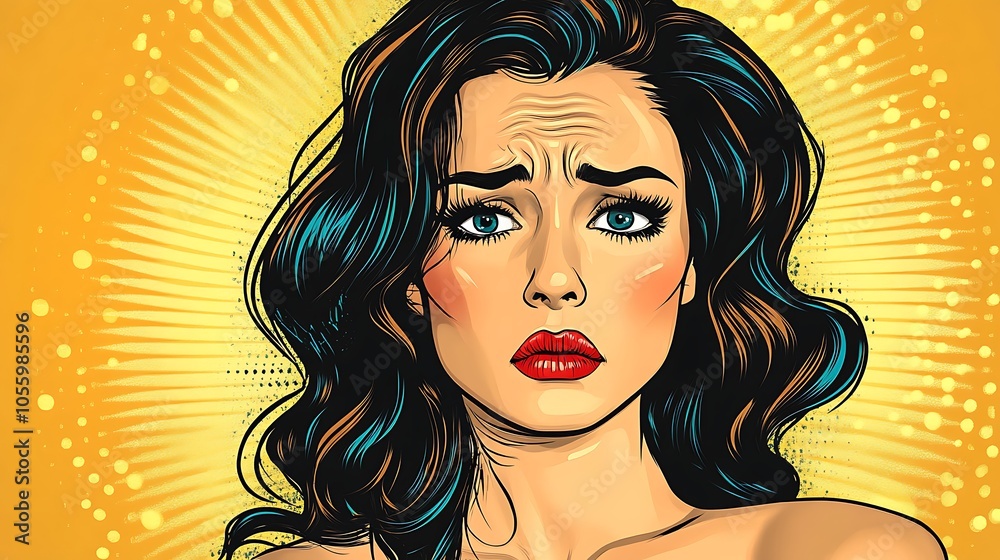 Sad Pop Art Illustration with Emotive Expression Sad Pop Art Illustration with Emotive Expression
