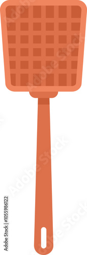 Simple vector illustration of a fly swatter with a grid standing up on a white background