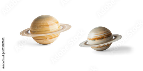 Realistic Saturn Model on a Transparent Background