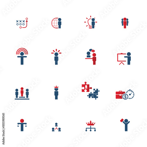 Universal business management and human resources icon set. Universal icons for web and mobile. Vector.