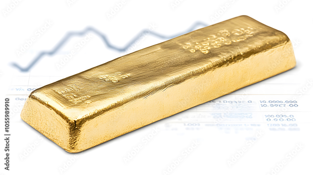 golden bar resting on financial graph symbolizing wealth and investment golden bar resting on financial graph symbolizing wealth and investment