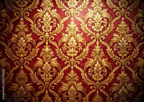 Vintage Red Gold Abstract Wallpaper for Elegant Interior Design and Home Decor