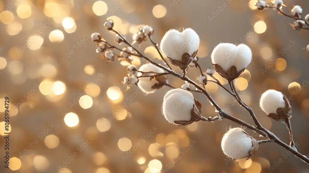 Realistic holiday card with textured cotton background and shiny accents blending festive charm with a warm tactile feel Realistic holiday card with textured cotton background and shiny accents blending festive charm with a warm tactile feel