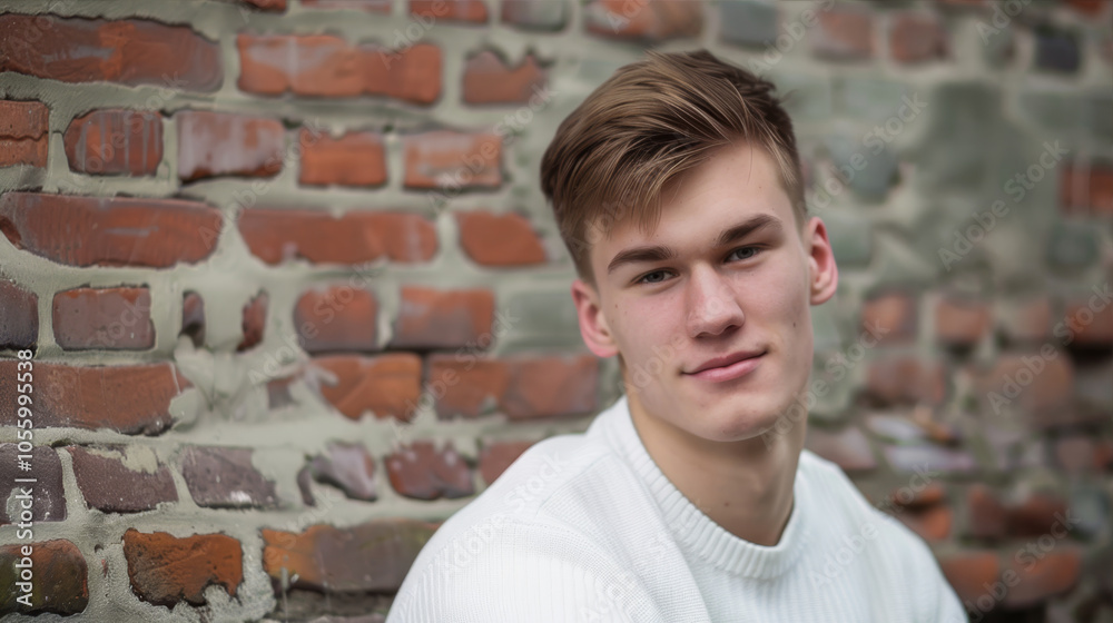 A guy in a white T-shirt against the background of a concrete wall
A guy in a white T-shirt against the background of a concrete wall