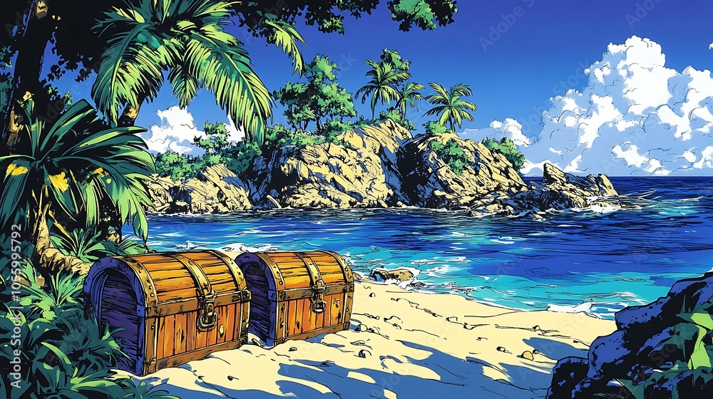 Fototapeta premium Tropical Treasure Chests on a Scenic Beach