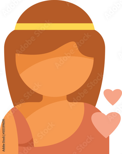 This vector illustration features a beautiful woman with hearts floating next to her, symbolizing love, care, and affection