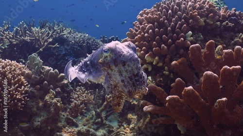 Cuttlefish in coral reef