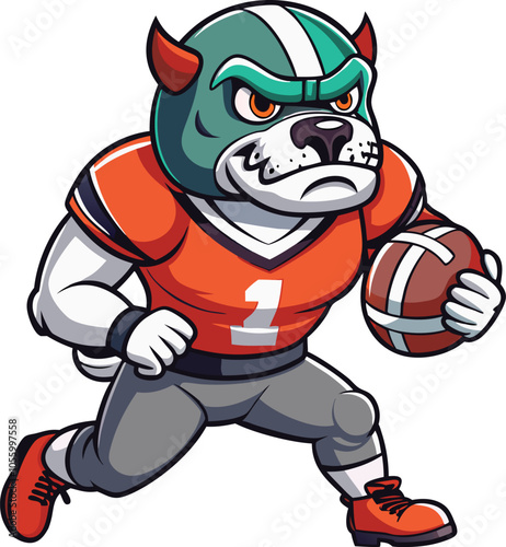 Bulldog Playing Football Vector Illustration