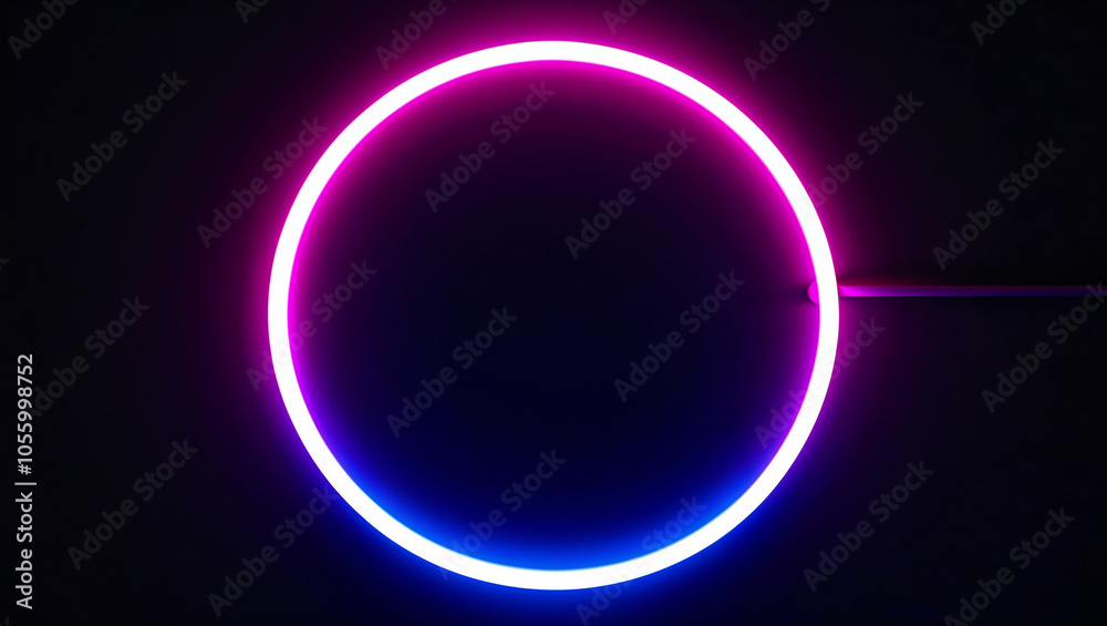 Vibrant neon circle glowing in pink and blue against dark background Vibrant neon circle glowing in pink and blue against dark background