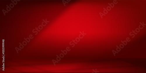 Red studio background with light and shadow window reflection on wall,Empty Room display with Podium for Valentine product placement on website.Banner for Christmas,Chinese New Year 2025