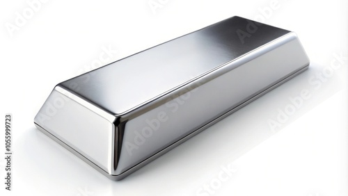 shiny platinum bar on white background precious metal treasure low angle