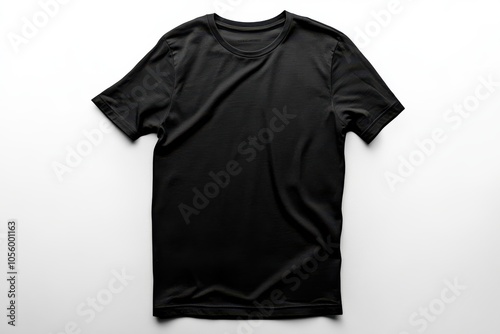 Black t-shirt mockup isolated on a clean white background