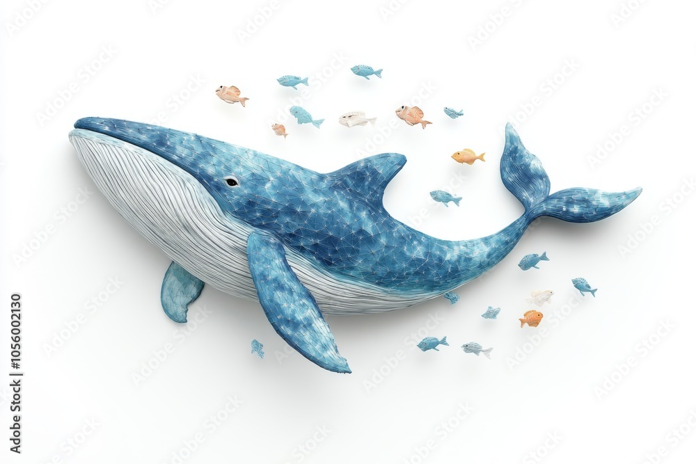 Blue Whale with Fish Illustration Marine Life Sea Animal Watercolor Painting Blue Whale with Fish Illustration Marine Life Sea Animal Watercolor Painting