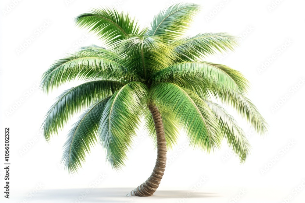 Obraz premium Isolated Green Tropical Palm Tree on White Background