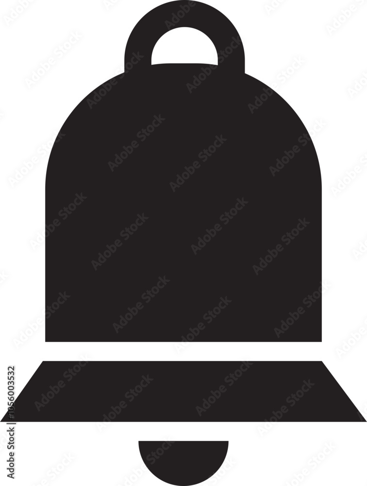 Obraz premium Notification bell icon with a solid fill in black | Useful for UI, UX, website design and apps | Christmas, Festive Season |