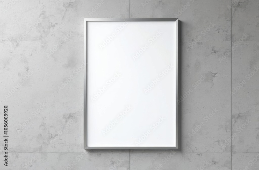 An empty frame is showcased against a sleek gray wall, emphasizing minimalism and simplicity in modern interior design. Perfect for artistic inspiration