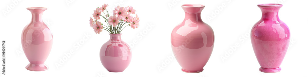 Collection of pink vases isolated on white or transparent background Collection of pink vases isolated on white or transparent background