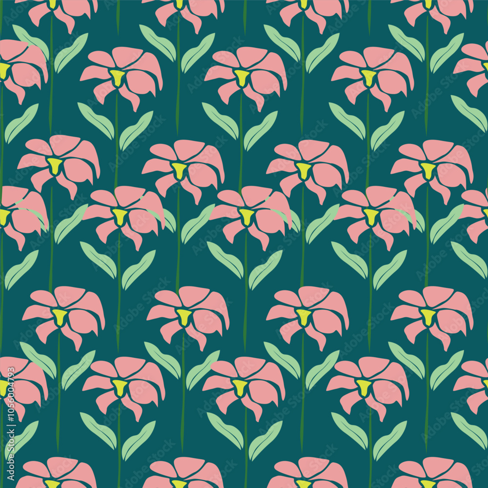 Seamless pattern with floral motifs. Vector illustration. Seamless pattern with floral motifs. Vector illustration.