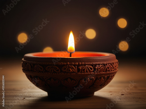 Clay diya lamp isolated