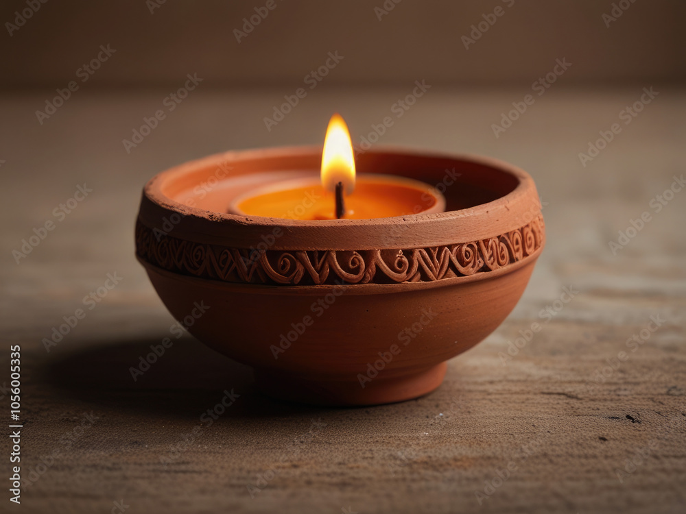 Clay diya lamp isolated Clay diya lamp isolated