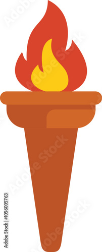 Simple vector illustration of a burning torch, holding a bright red and yellow flame