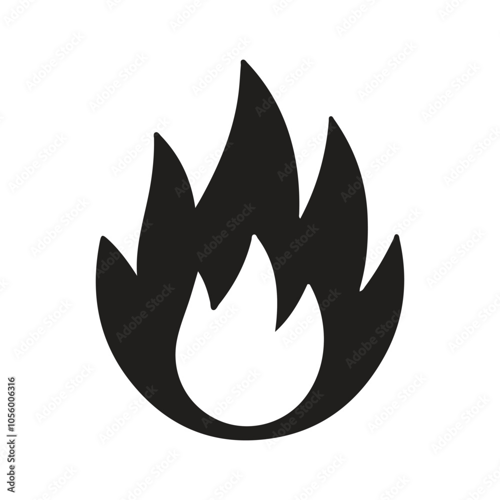 Black Fire icon silhouette vector art on white background Black Fire icon silhouette vector art on white background