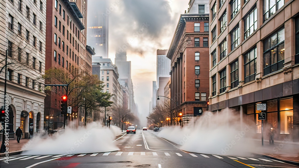 Thick fog on the streets of the city, fog, landscape, cityscapes, Thick fog on the streets of the city, fog, landscape, cityscapes,