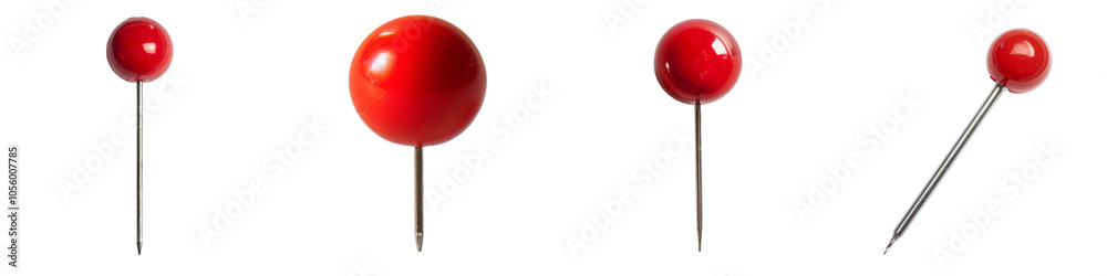 Collection of Red push pins isolated on white or transparent background Collection of Red push pins isolated on white or transparent background