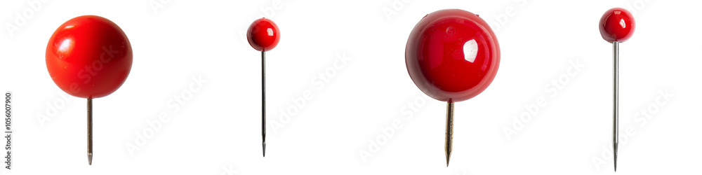 Collection of Red push pins isolated on white or transparent background Collection of Red push pins isolated on white or transparent background
