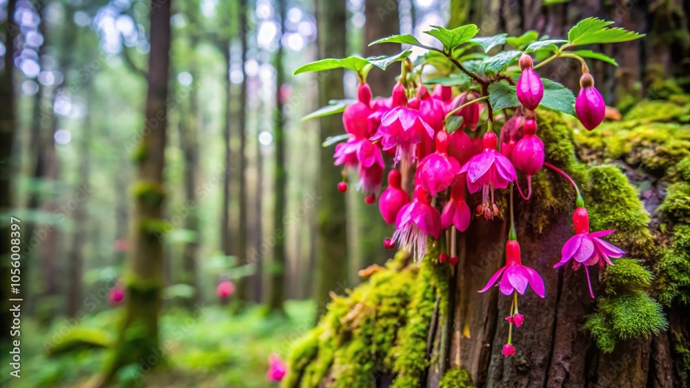 custom made wallpaper toronto digitalSlime-covered fuchsia flowers on a tree trunk in a forest setting, lichen, flowers, decay, natural growth