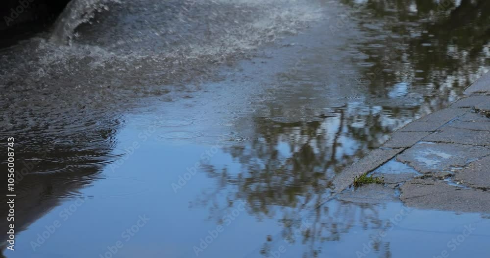 Cars drive through floodwater, southern France