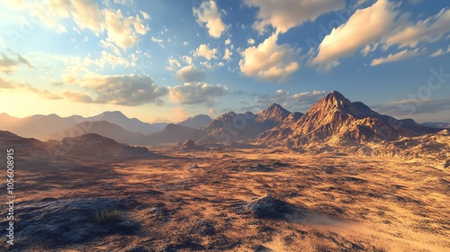 Mountain landscape under vibrant sky.