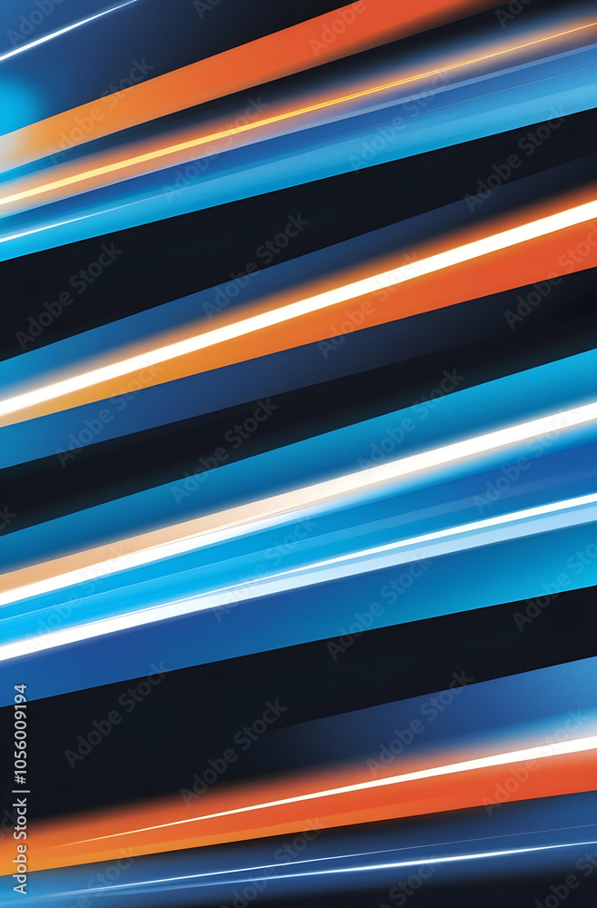 Abstract Light Streaks Background with Blue and Orange Neon Glows on Black Abstract Light Streaks Background with Blue and Orange Neon Glows on Black